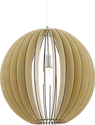 Eglo cossano - hanglamp - 1 lichts - ø500mm. - nikkel-mat - ahorn
