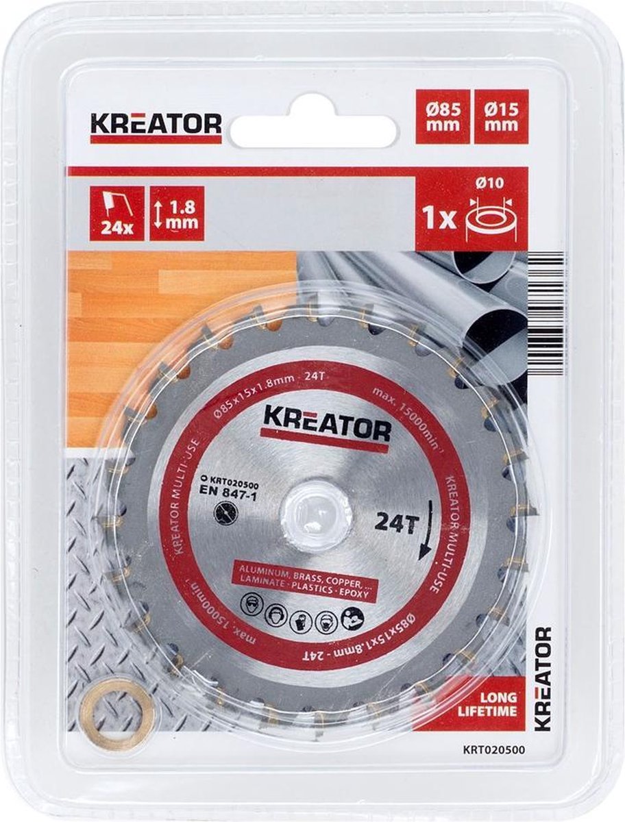 Kreator krt020500 zaagblad hout - 85mm24t