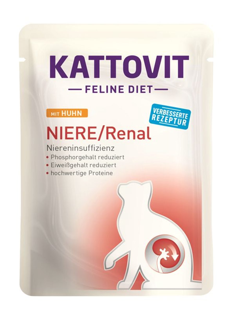 Kattovit - feline dieet pouch nier renal 1x85g - kip