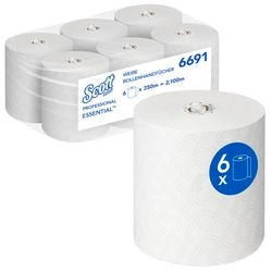 Handdoeken scott 6691 airflex 1-laags wit pak 6 stuks