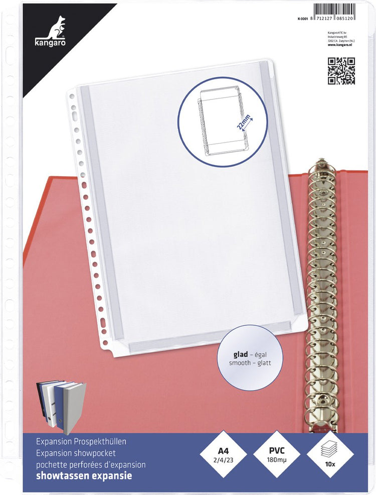 Kangaro showtas - a4 - pvc - 23-gaats - 10 stuks - k-3001