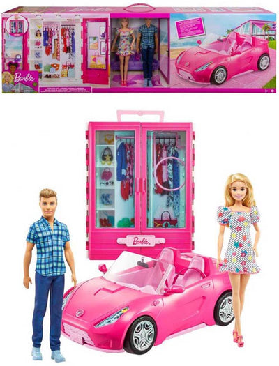 Barbie en ken – cabrio auto en kledingkast speelset