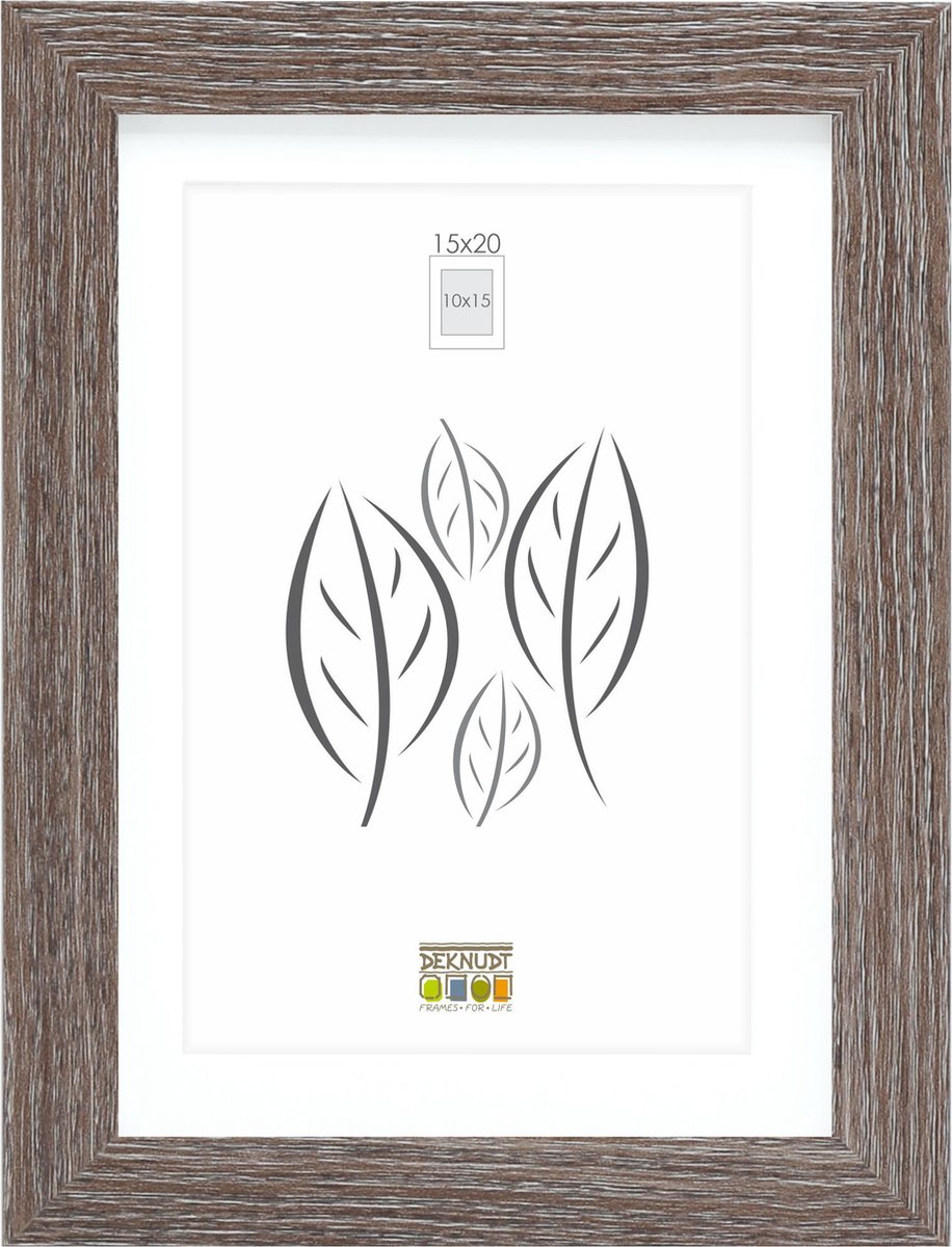Deknudt frames fotolijst - grijs met passe-partout - 10x15 15x20 cm