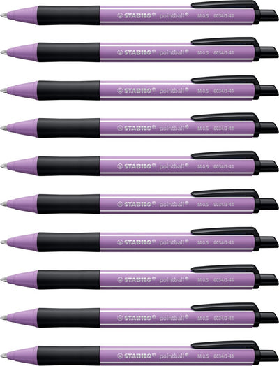 Stabilo pointball - balpen - naturecolors wildflower - navulbaar - grijs violet - doos 10 stuks
