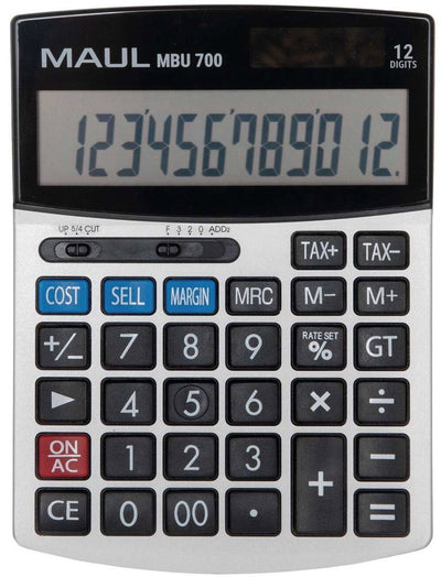 Maul bureaurekenmachine mbu 700 lcd-scherm 1-regelig, 12 cijfers solar batterij 15.5 x 11.5 x 2.5 cm zwart