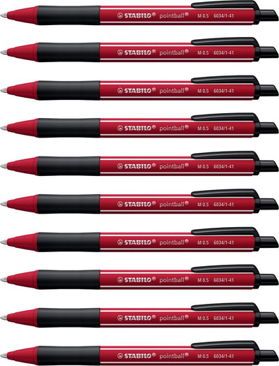 Stabilo pointball - balpen - naturecolors wildflower - navulbaar - bordeaux - doos 10 stuks