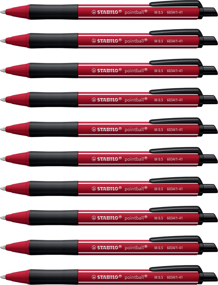Stabilo pointball - balpen - naturecolors wildflower - navulbaar - bordeaux - doos 10 stuks