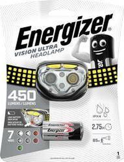 Energizer vision ultra hoofdlamp led werkt op batterijen 450 lm