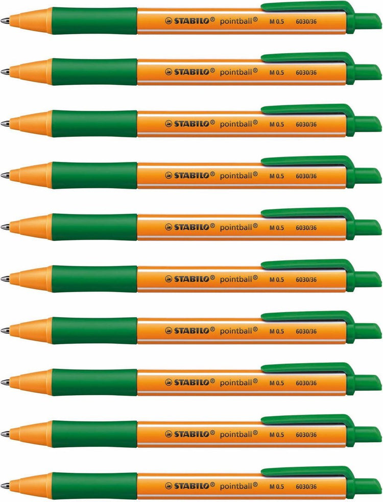 Stabilo pointball - balpen - navulbaar - groen - doos met 10 stuks