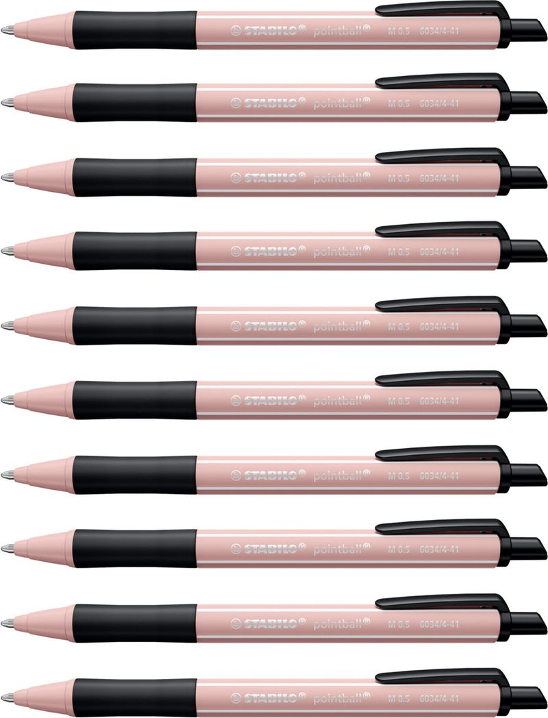 Stabilo pointball - balpen - naturecolors wildflower - navulbaar - zachtroze - doos 10 stuks