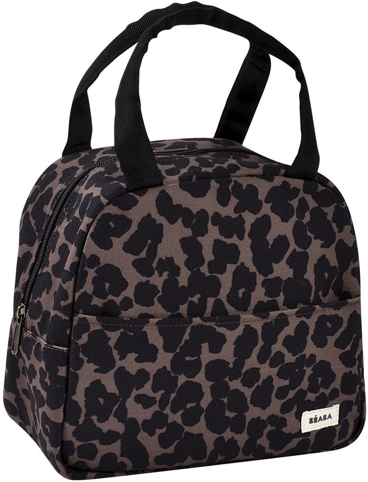 Béaba isothermische lunchtas 5 liter - koeltas voor babymaaltijden en flessen tot 23 cm - houdt voeding urenlang warm of koud - brede ritsopening met extra buitenvak - waterafstotend en opvouwbaar - leopardprint