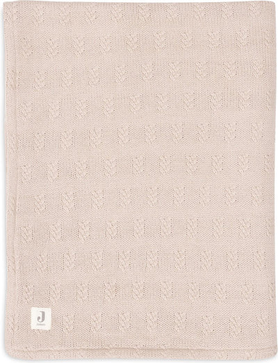 Jollein - deken ledikant 100x150cm - dekentje baby - grain knit - wild rose velour