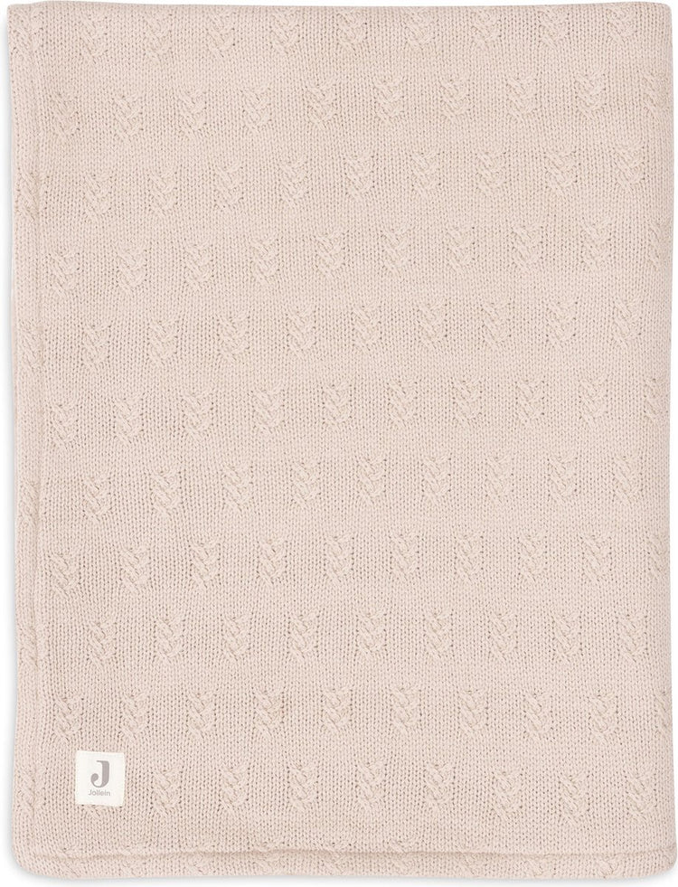 Jollein - deken ledikant 100x150cm - dekentje baby - grain knit - wild rose velour