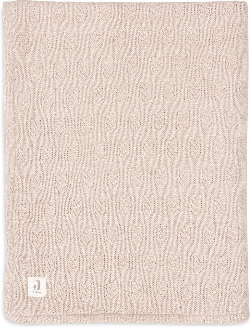 Jollein - deken ledikant 100x150cm - dekentje baby - grain knit - wild rose velour