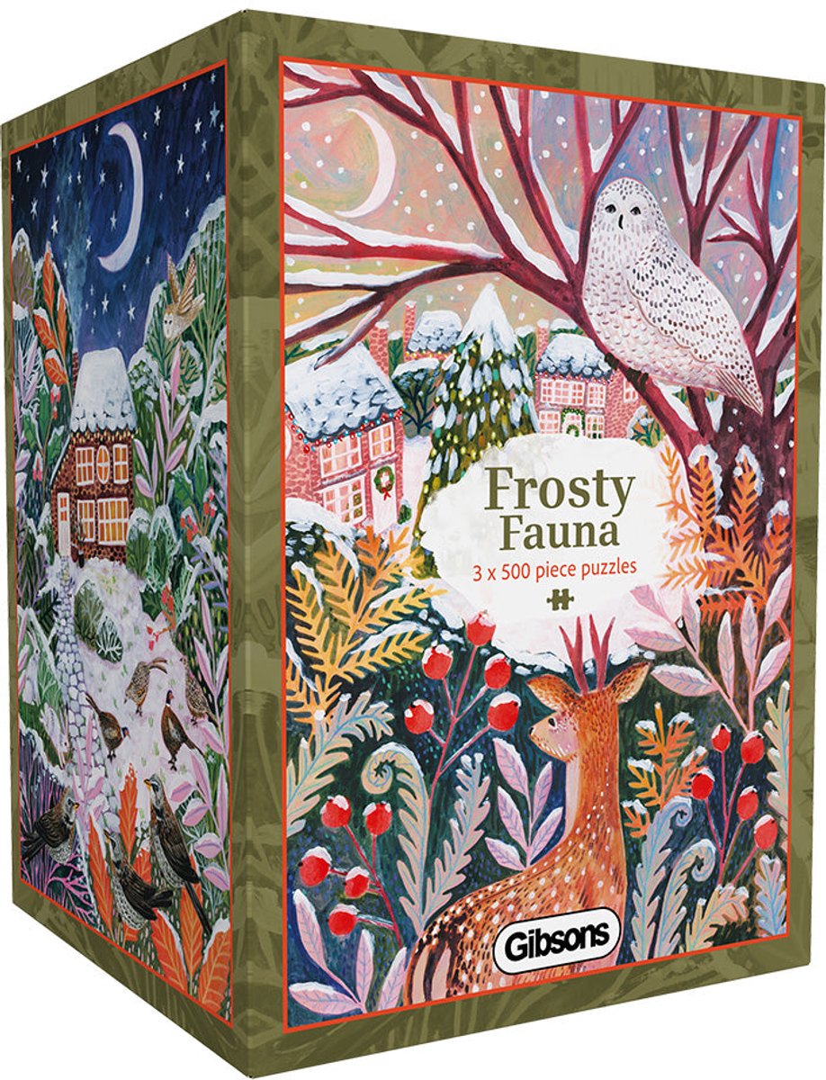 Gibsons - frosty fauna (door lee foster wilson) - 3×500 stukjes 48×34cm (b×h) - legpuzzel voor volwassenen