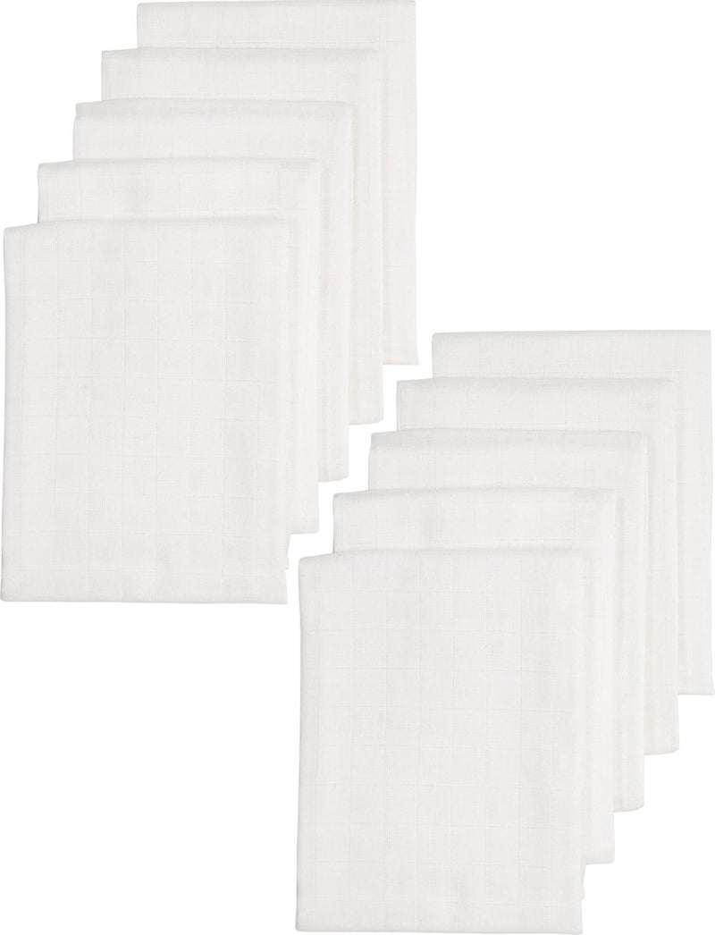 Meyco baby uni hydrofiele doeken - 10-pack - biologisch - white - 80x80 cm