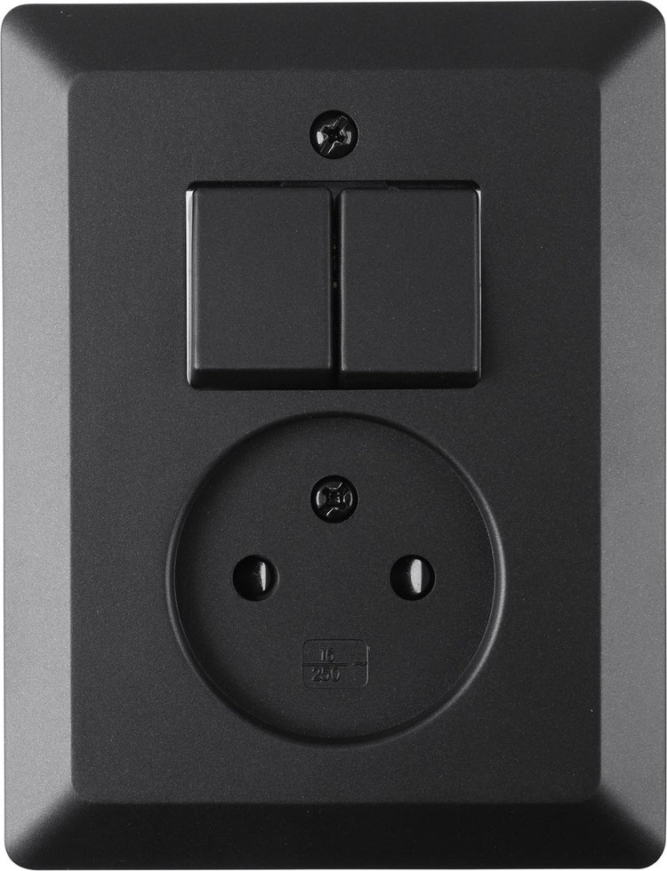 Q-link combinatie inbouw - serie - met dubbele schakelaar - zwart