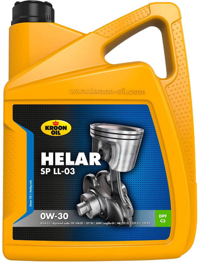 Kroon-oil helar sp - synthetische 0w30 motorolie - brandstofbesparend - 5 liter - transparant