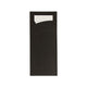 Bestekzakje pochette zwart met wit servet (600 stuks)