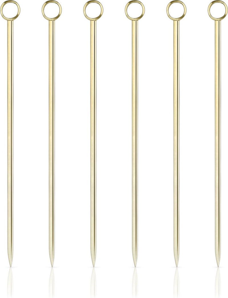 Viski cocktailprikkers - roestvrijstaal - goudkleur - 6 stuks