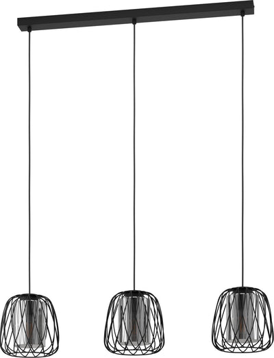 Eglo floresta hanglamp - e27 - 89 cm - smoke glas - zwart