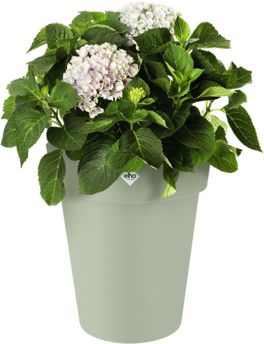 Elho green basics top planter hoog 35 - bloempot voor buiten - ø 34.5 x h 41.0 cm - steengroen