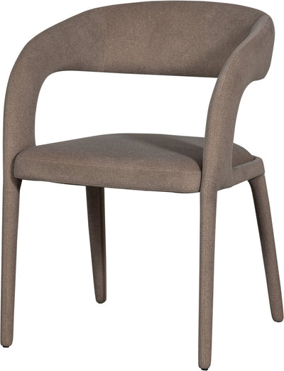Vtwonen arms eetkamerstoel - geweven stof - bruin - 80x60x54 cm