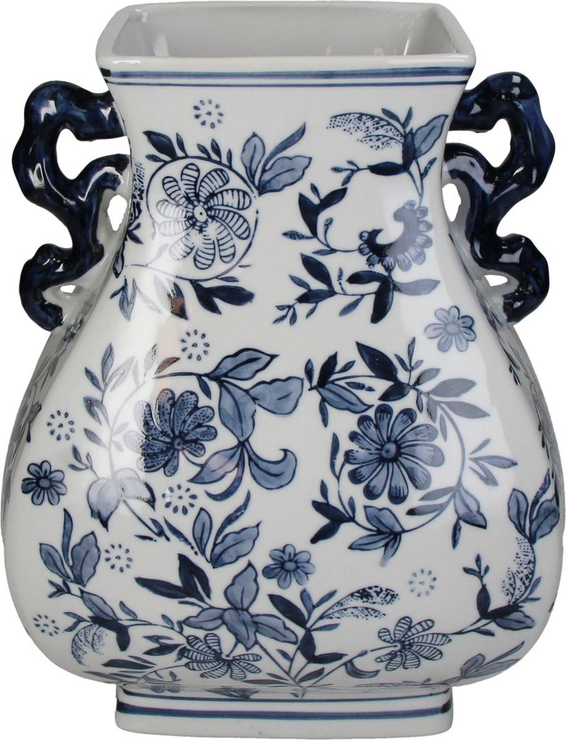 Hd collection vaas porselein blauw 24,5x21,5x30cm