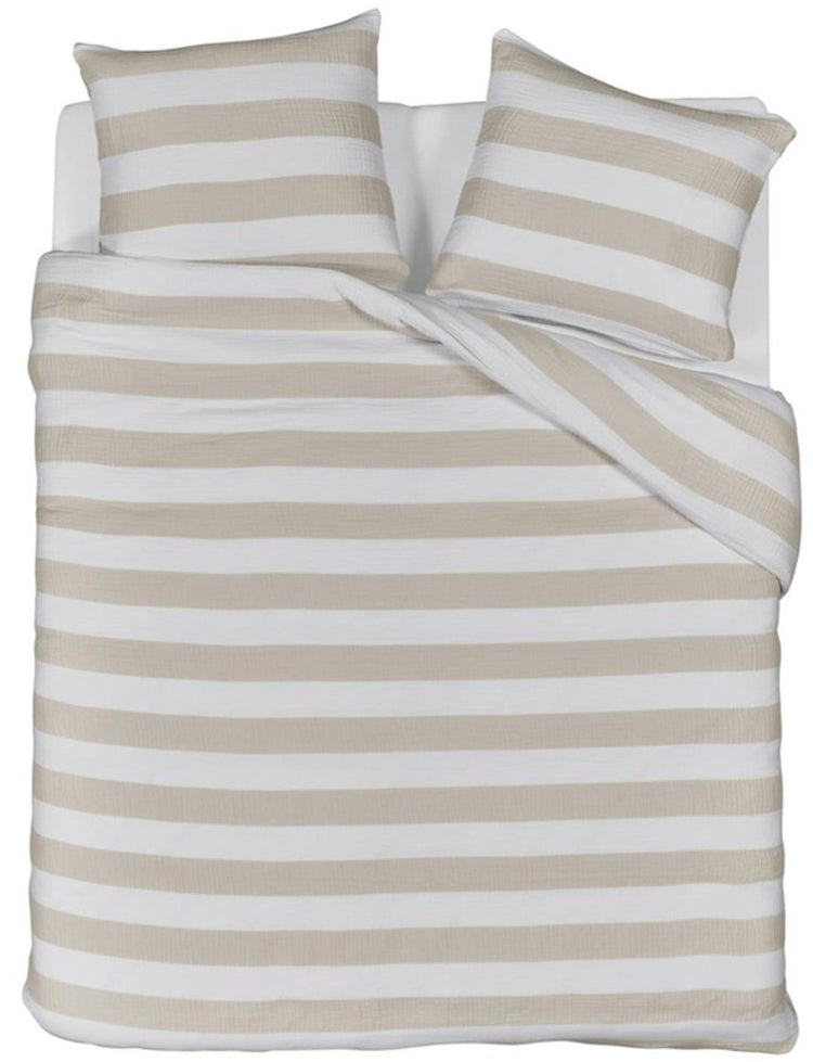 Riviera maison striped dekbedovertrek - lits-jumeaux xl - 260x200 220 - zand