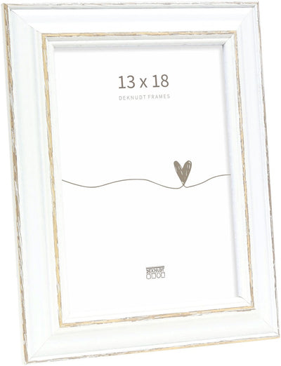 Deknudt frames fotolijst s221h3 - wit met bruin accent - 13x18 cm