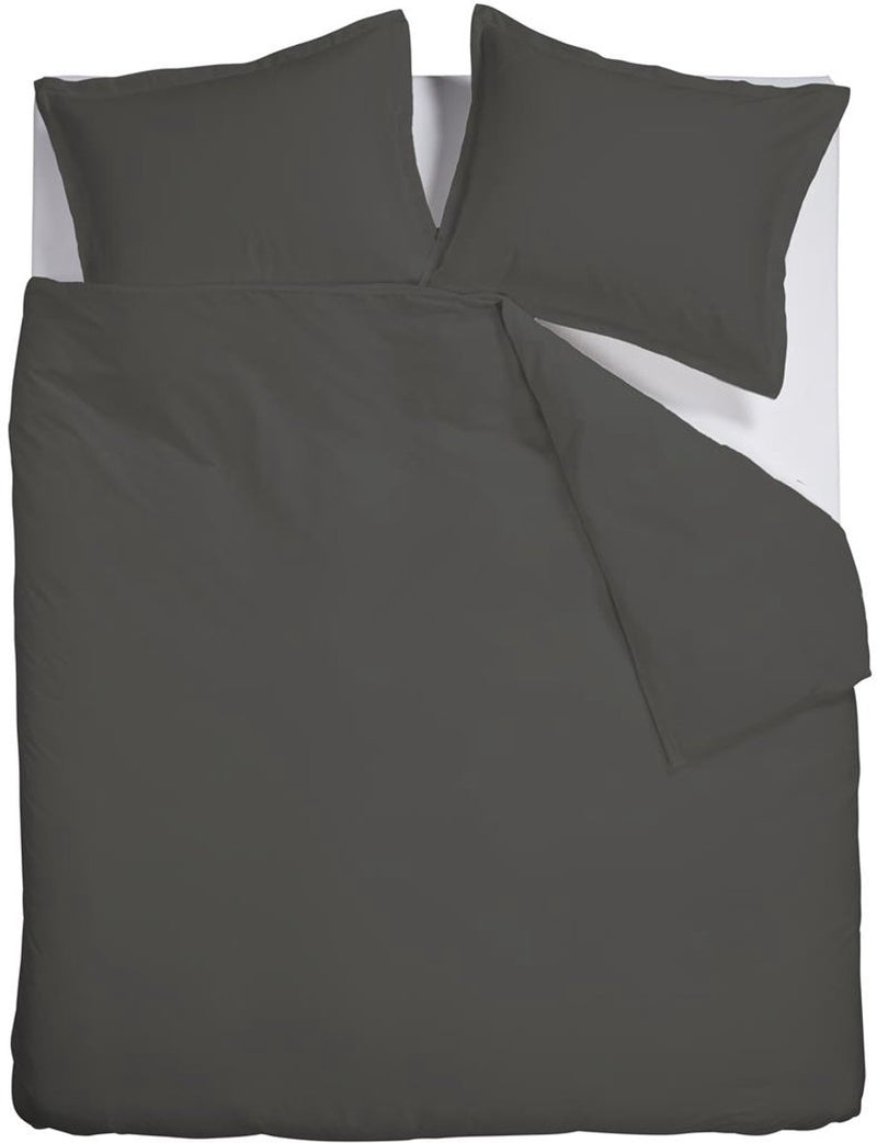 Ambiante satin uni dekbedovertrek - tweepersoons - 200x200 220 cm - donker grijs