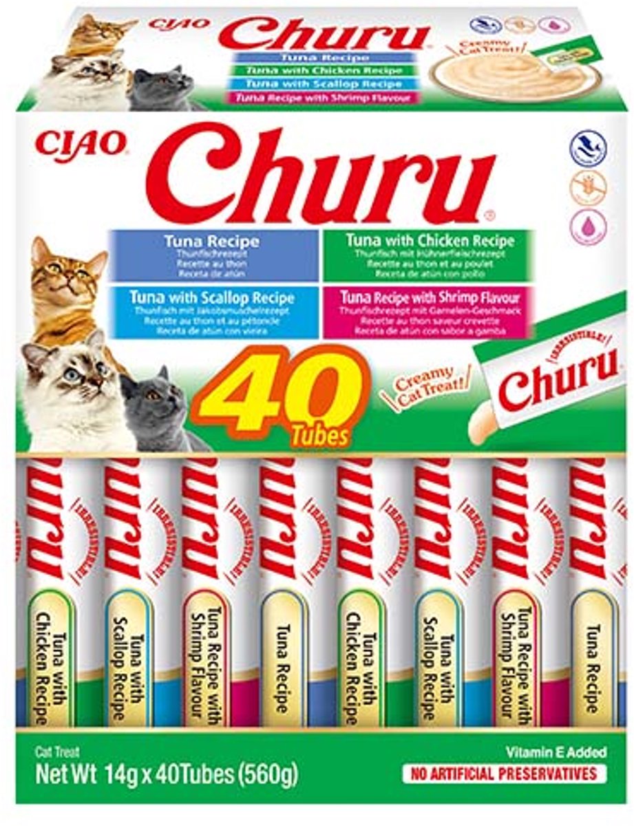 Inaba ciao churu creamy puree kattensnack liquid tonijn zeevruchten 40x14g