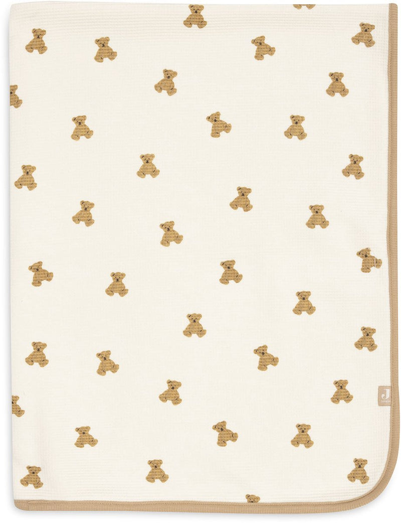 Jollein baby deken wieg - 75x100cm - little waffle - mini teddy bear