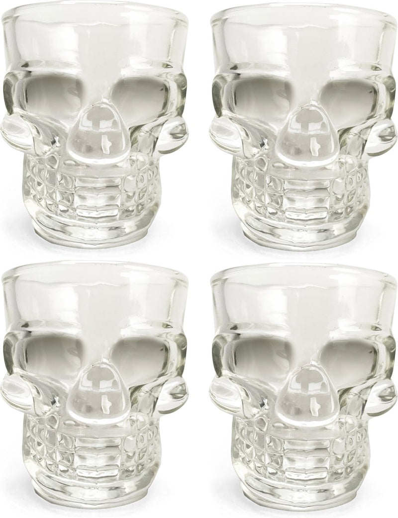 Kikkerland shotglas - set van 4 - 45ml - vaatwasmachinebestendig - in een schedel design