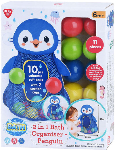 Playgo play badspeelgoed opberger pinguin - bad organizer met ballen 11-delig.
