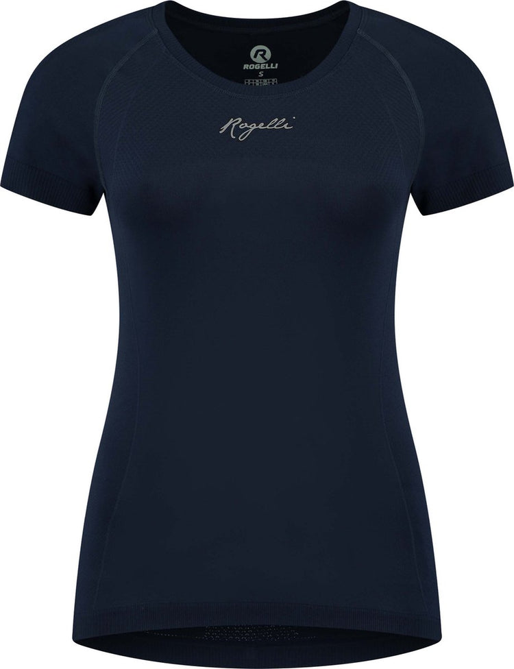 Rogelli essential dames hardloopshirt - korte mouw - naadloos - blauw