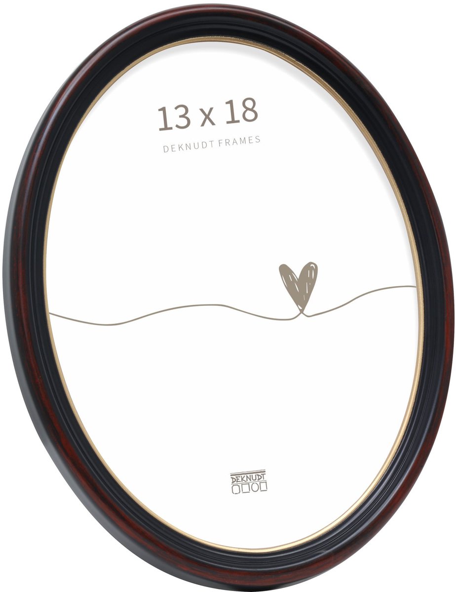 Deknudt frames fotolijst s100f9 - zwart bruin - ovaal - 13x18 cm