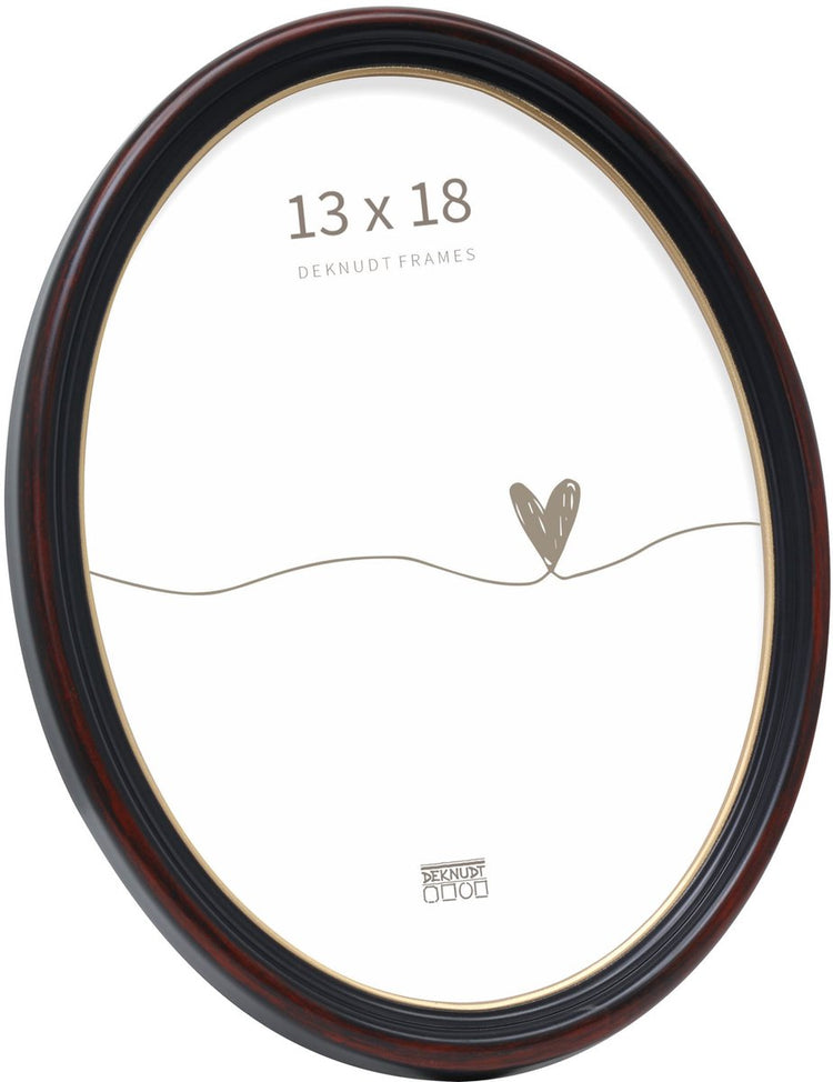 Deknudt frames fotolijst s100f9 - zwart bruin - ovaal - 13x18 cm