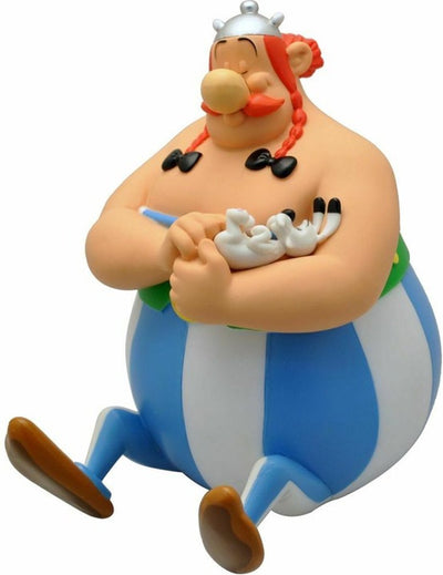 Plastoy asterix obelix spaarpot - obelix met idefix en geldzakken - 22cm