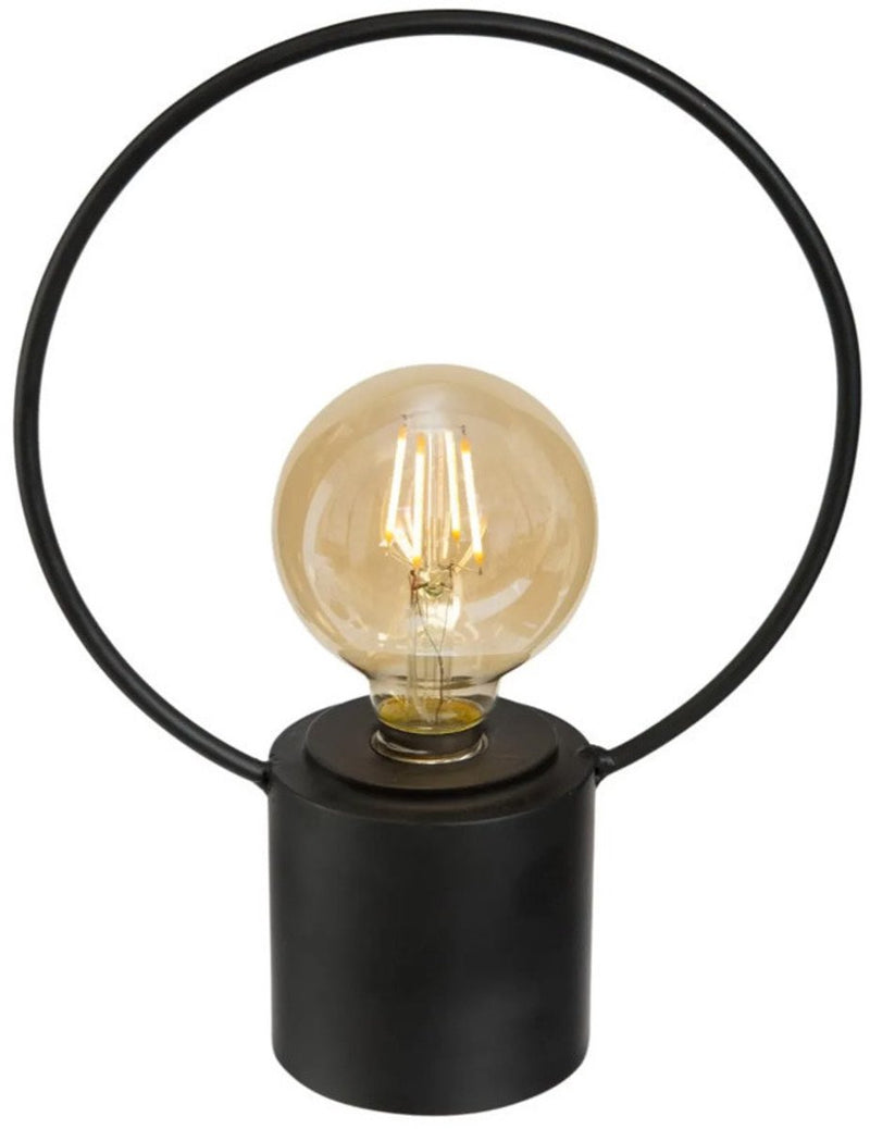Atmosphera led lamp - zwart - metaal - zonder snoer - h27.5 cm - vintage - tafellamp nachtlamp