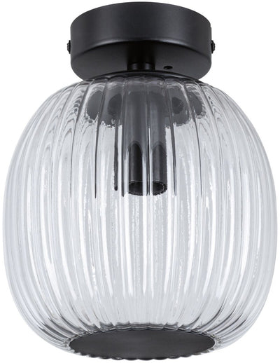 Paulmann led-plafondlamp ruya ip44 e14 230v max. 20w dimbaar glas, zwart mat