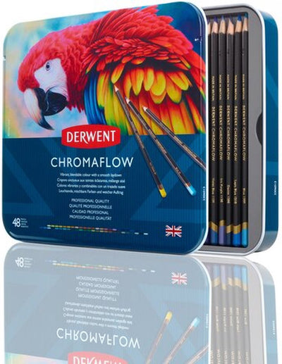 Derwent chromaflow kleurpotloden - assortiment in blik - 3.5mm - 48 stuks