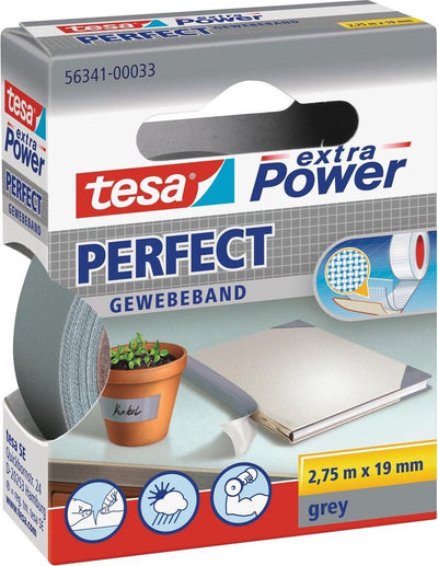 Tesa perfect 56341-00033-03 textieltape extra power grijs (l x b) 2.75 m x 19 mm 1 stuk(s)