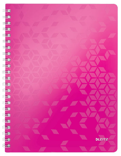 Leitz wow spiraalgebonden a4 notitieboek - 80 vel - gelijnd - fsc gecertificeerd - roze