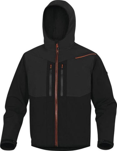 Delta plus horten softshell 3 lagen jack - zwart | oranje - l