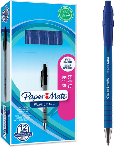 Paper mate - balpen flexgrip gel | doos van 12 stuks | blauw