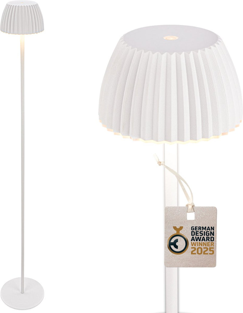 B.k.licht briloner champ - oplaadbare vloerlamp - snoerloze staande lamp - dimbaar - in hoogte verstelbaar - voor binnen en buiten - wit - ø19 x 124 cm