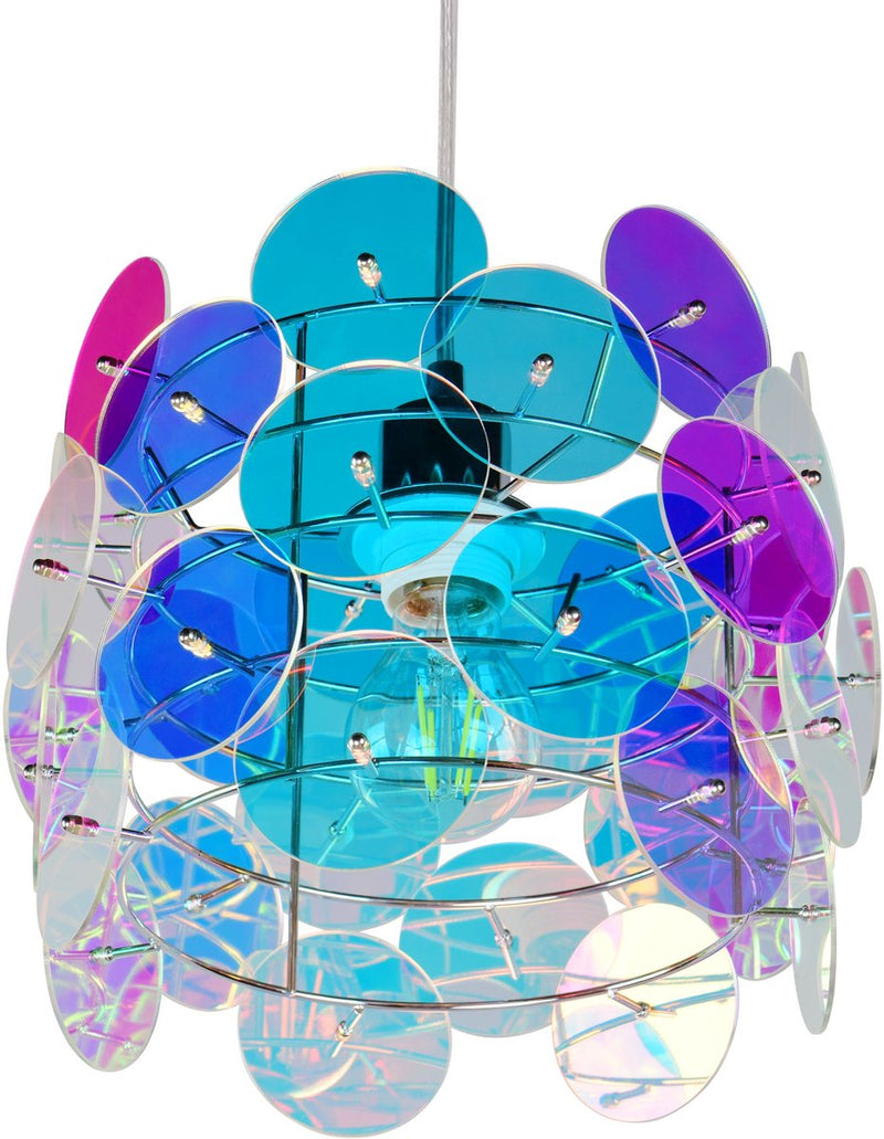Rl live your light reality iride - hanglamp - transparant iriserend - excl. 1x e27 4 w - plafondbevestiging - in hoogte verstelbaar