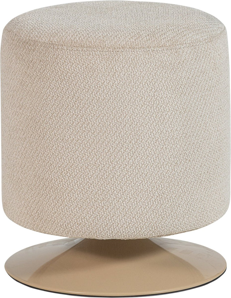 Woood islen poef met draaivoet - bouclé - beige - 47x39x39