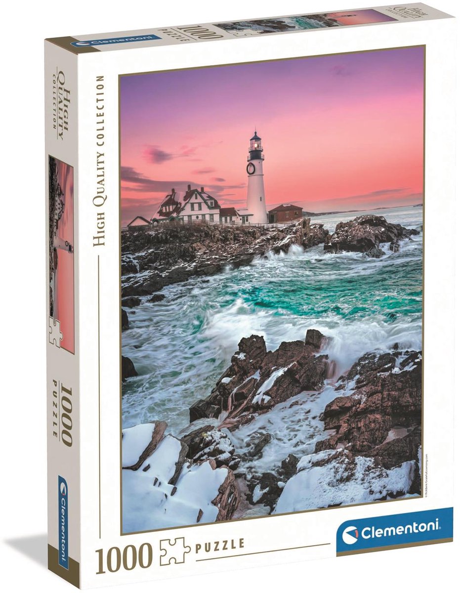 Ty clementoni first snow at portland head - vuurtoren in de sneeuw - puzzel 1000 stukjes volwassenen - legpuzzel hqc high quali collection vanaf 12 jaar